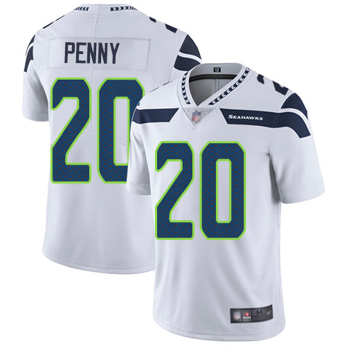 Seattle Seahawks Limited White Men Rashaad Penny Road Jersey NFL Football #20 Vapor Untouchable->youth nfl jersey->Youth Jersey